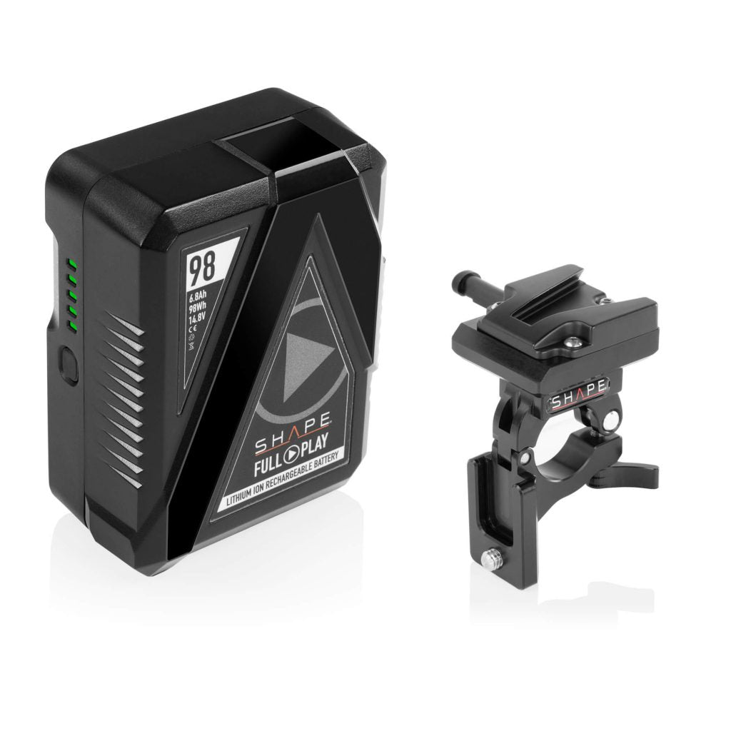 SHAPE Full Play Rechargeable Battery 98 Wh V-Mount with V-Mount Battery Dock Clamp for Gimbal Handlebar 25 mm