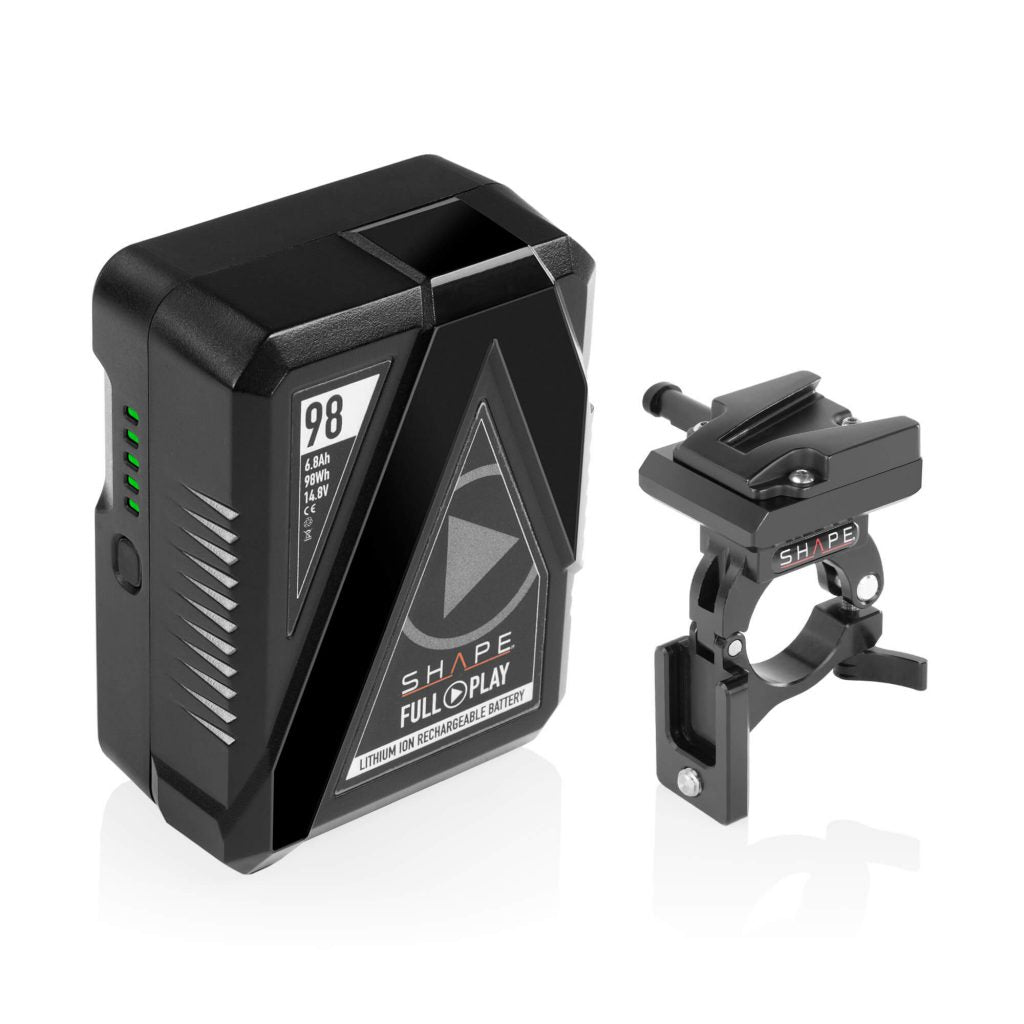 SHAPE Full Play Rechargeable Battery 98 Wh V-Mount with V-Mount Battery Dock Clamp for Gimbal Handlebar 30 mm