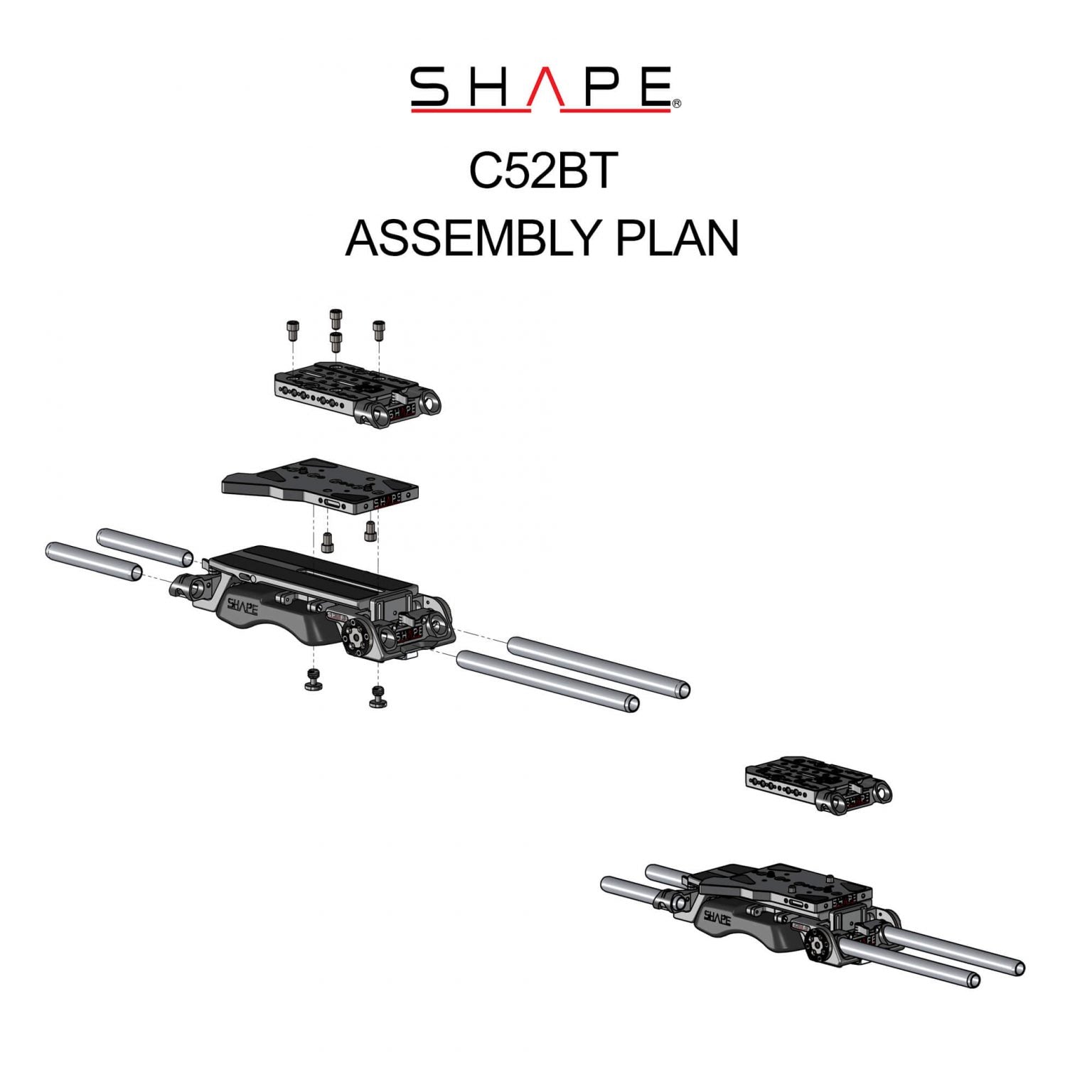 SHAPE Top Plate, Baseplate and Handle for Canon C500 MKII/C300 MKIII - SHAPE wlb